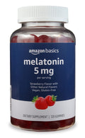 Amazon Basics Melatonin 5mg 120 Gummies (2 per Serving) Strawberry (Previously Solimo)
